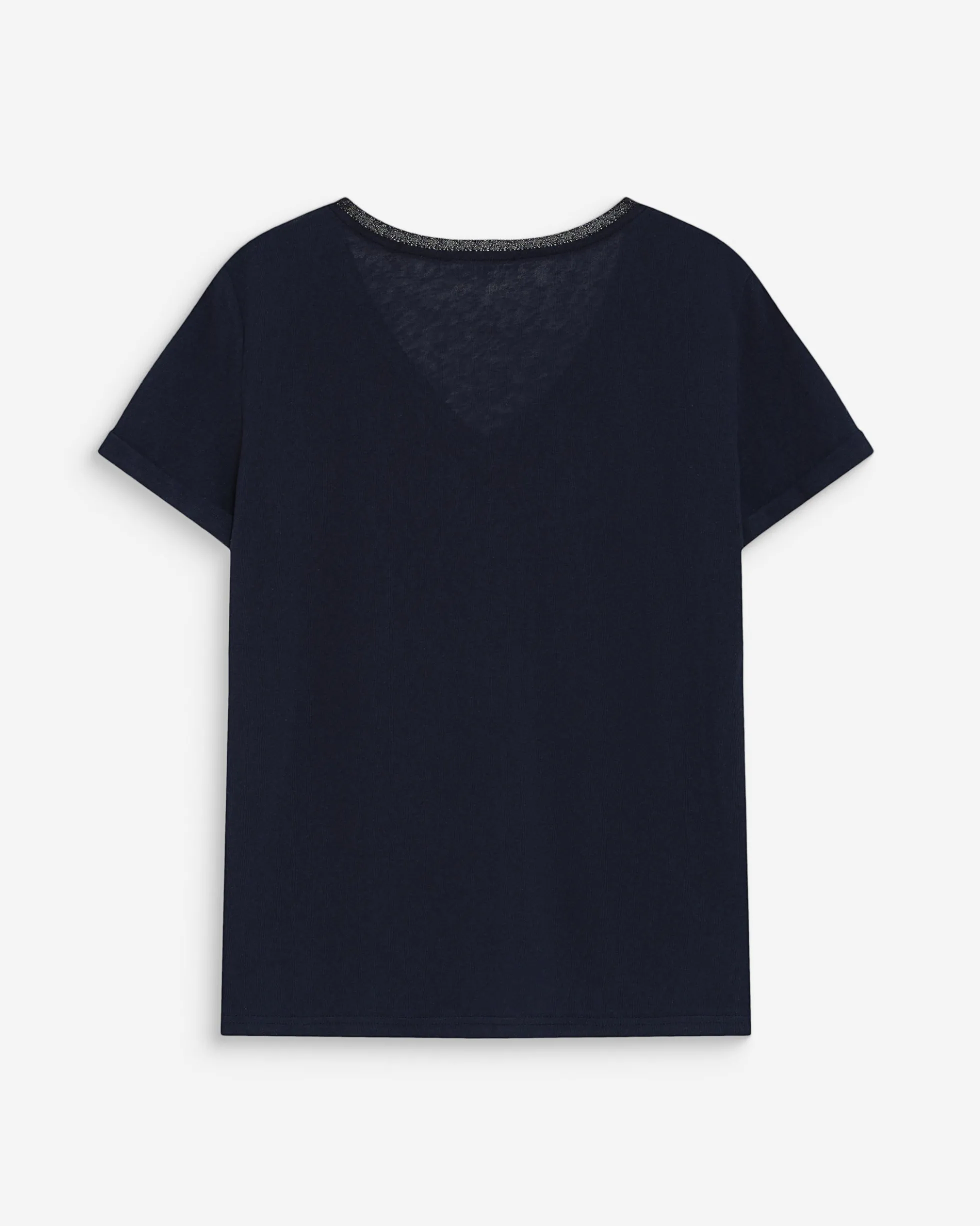 T-shirt col V manches courtes marine Vasco