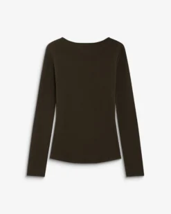 T-shirt drapé près du corps à boucle dorée chocolat Bijou
