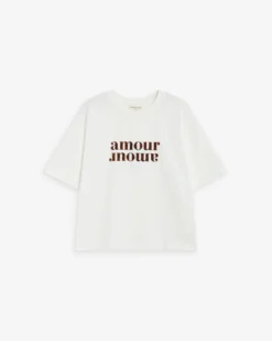 T-shirt en coton manches courtes à inscription ivoire Anis