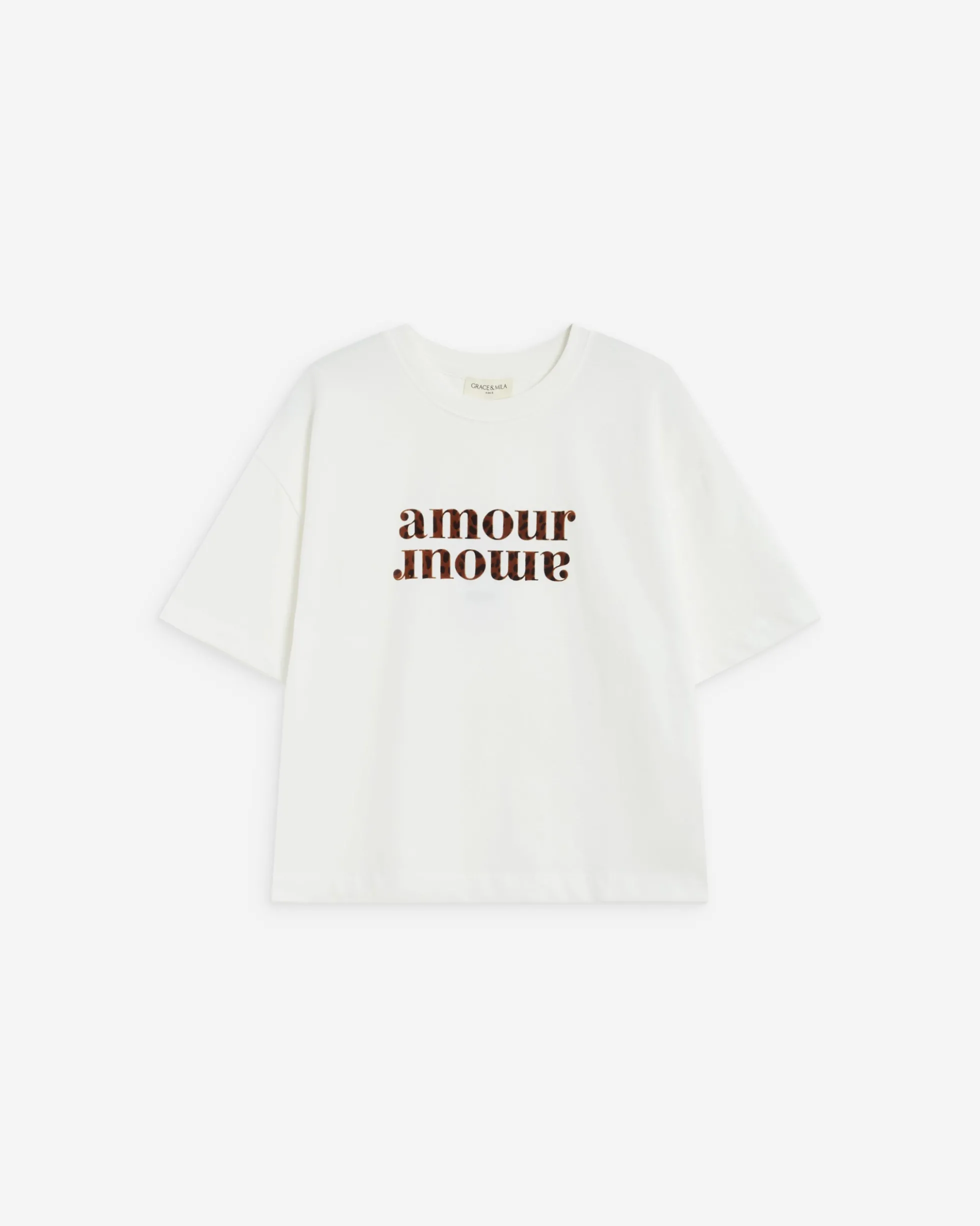 T-shirt en coton manches courtes à inscription ivoire Anis