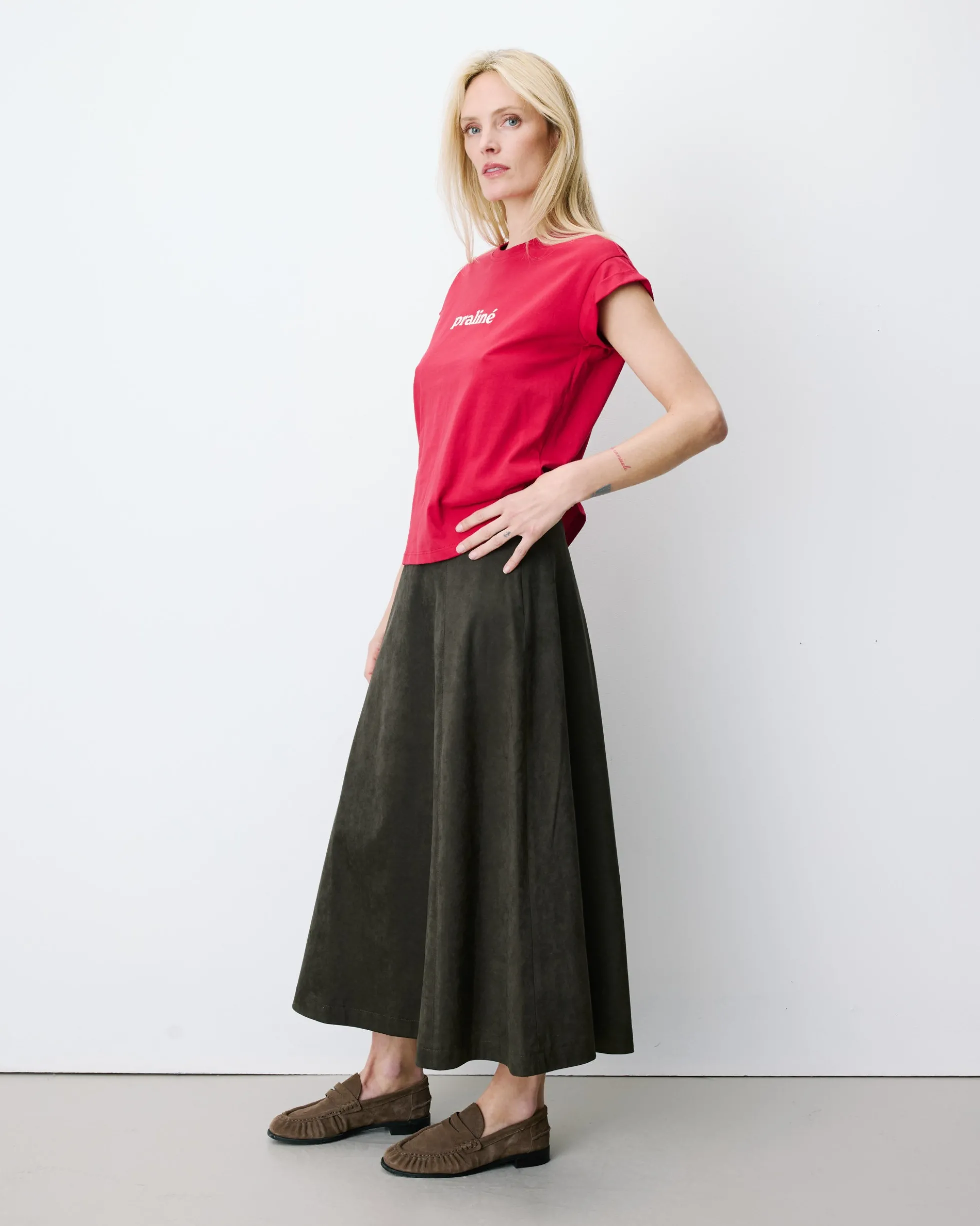 T-shirt en coton manches courtes à inscription rouge Atlas