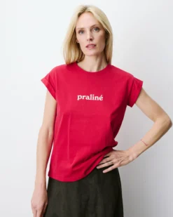 T-shirt en coton manches courtes à inscription rouge Atlas