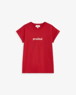 T-shirt en coton manches courtes à inscription rouge Atlas