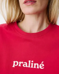 T-shirt en coton manches courtes à inscription rouge Atlas
