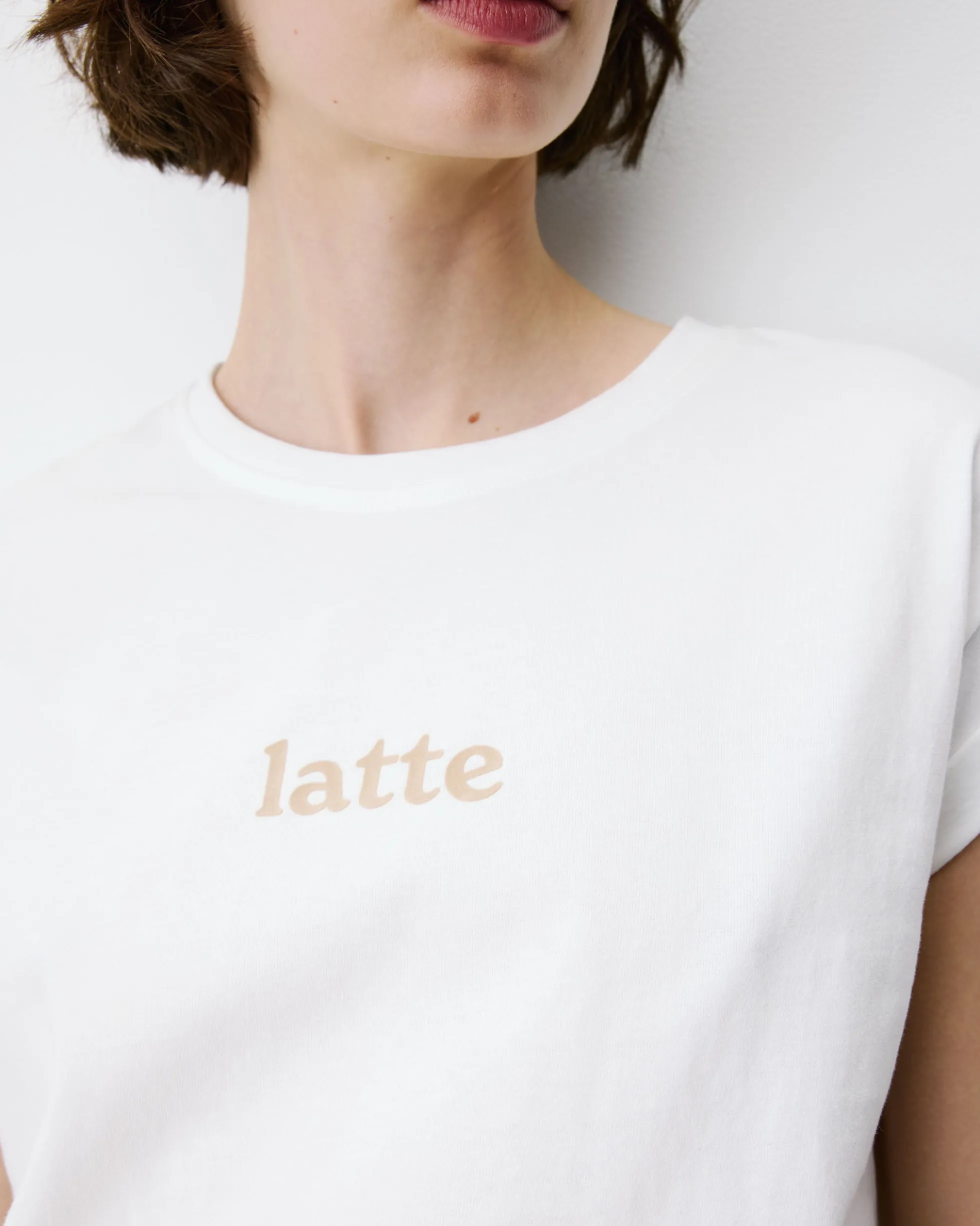 T-shirt en coton manches courtes à inscription ivoire Atlas