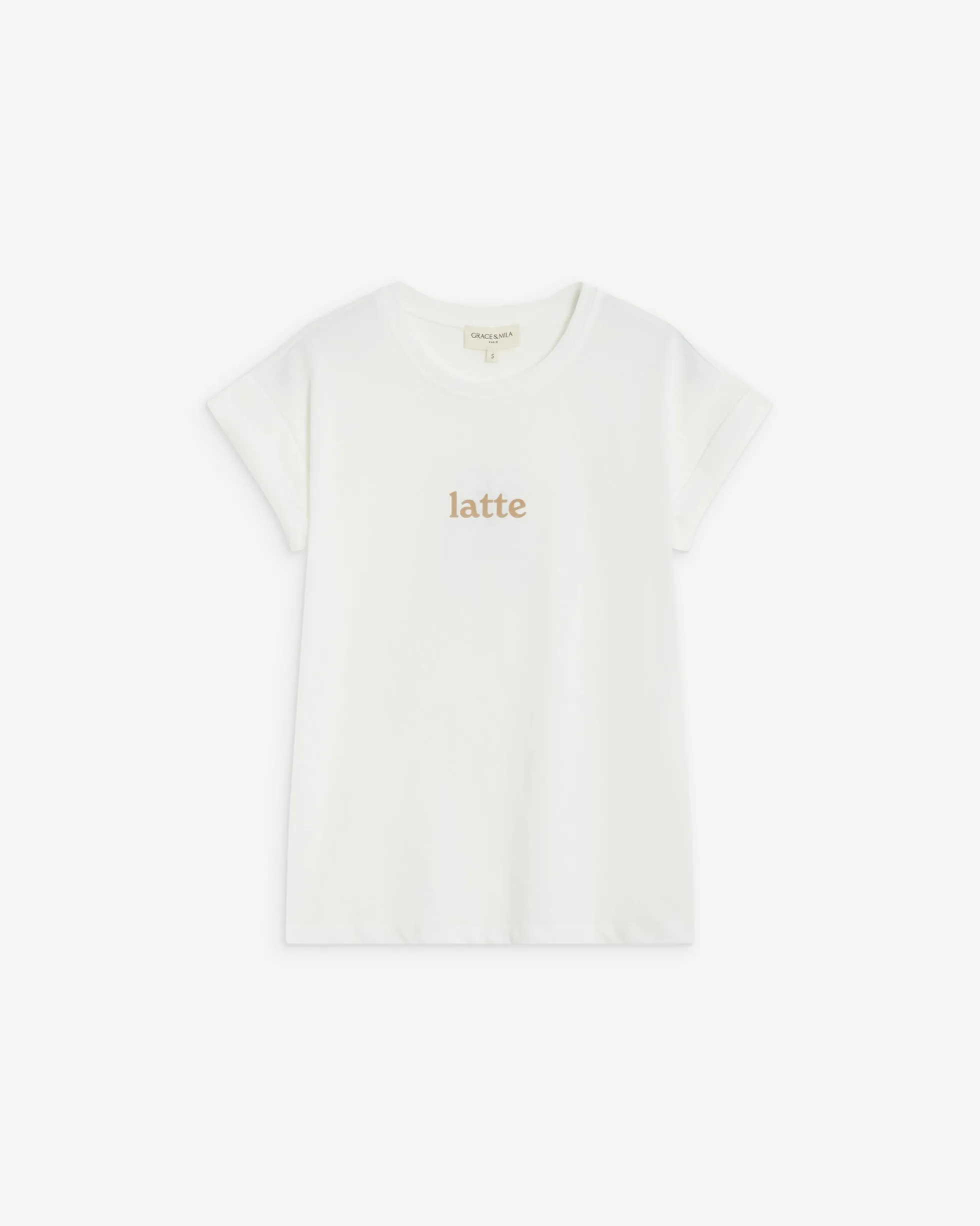 T-shirt en coton manches courtes à inscription ivoire Atlas