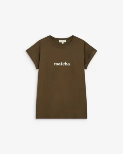 T-shirt en coton manches courtes à inscription kaki Atlas