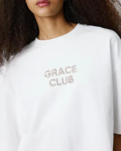 T-shirt en coton à message en sequins ivoire Bond