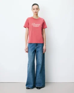 T-shirt en coton à message imprimé blush Amadis