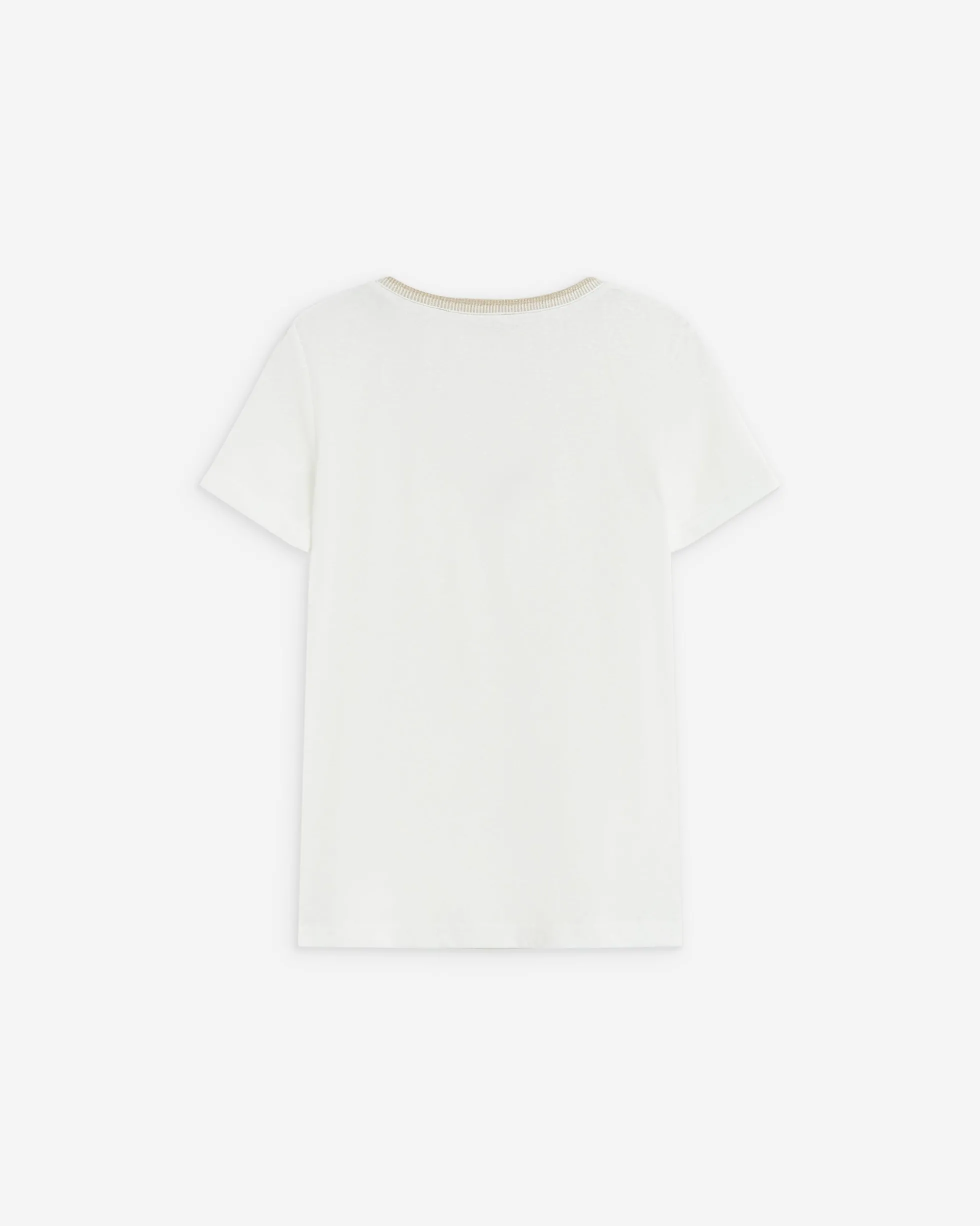 T-shirt manches courtes col V contrasté ivoire Aurelien
