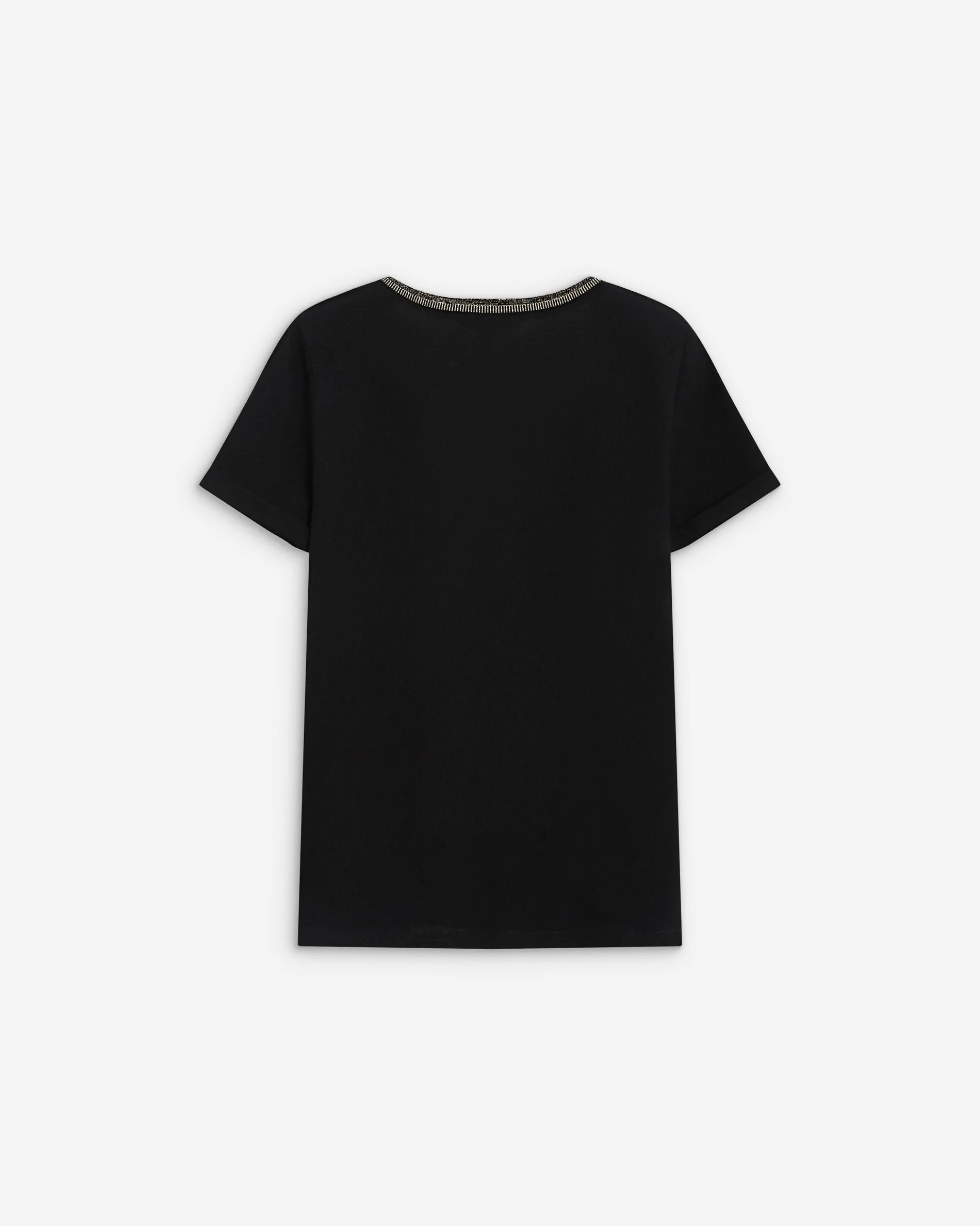 T-shirt manches courtes col V contrasté noir Aurelien