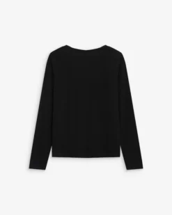 T-shirt manches longues col V noir Abricot