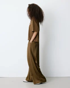 T-shirt oversize en coton à message brodé olive Borys