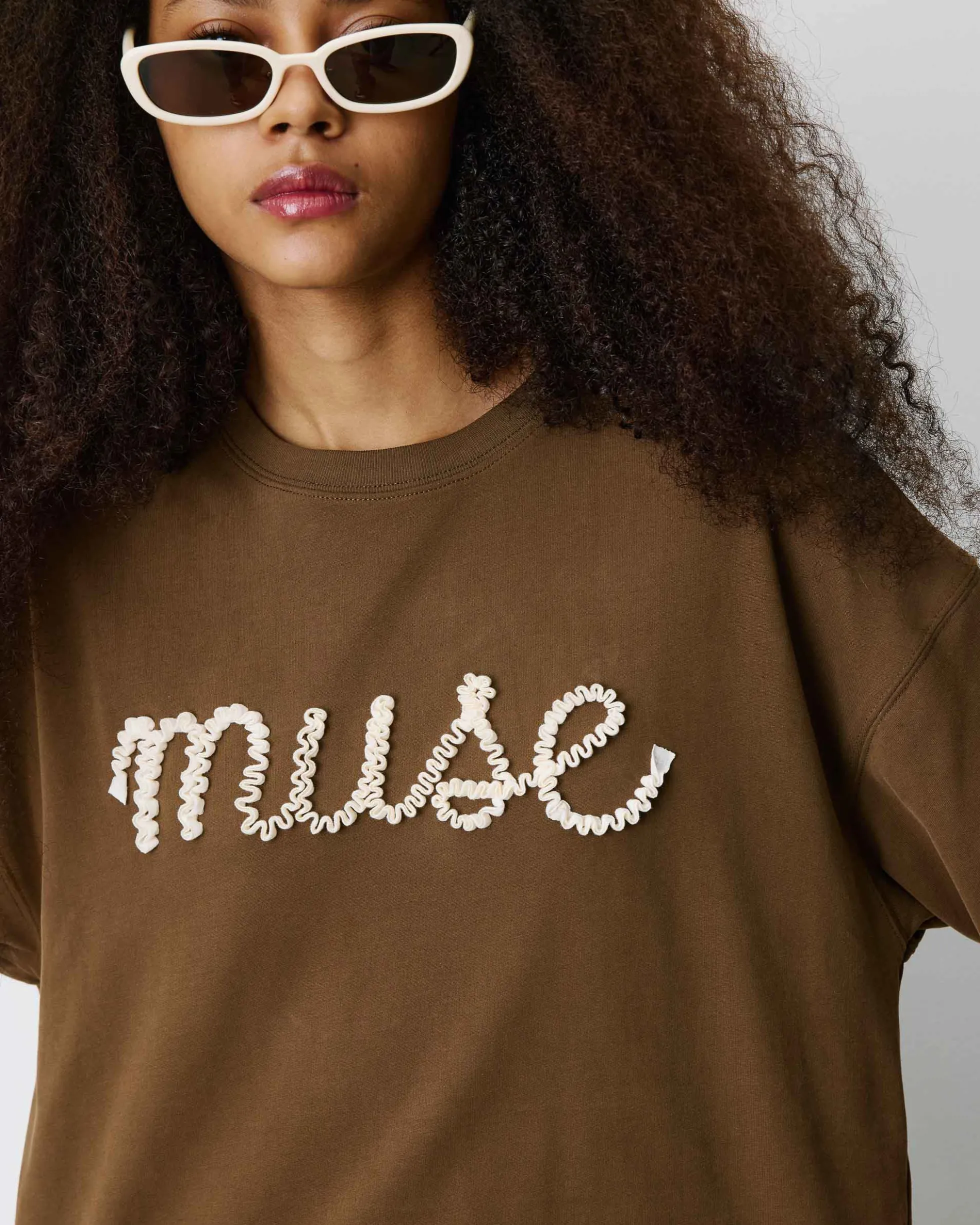 T-shirt oversize en coton à message brodé olive Borys