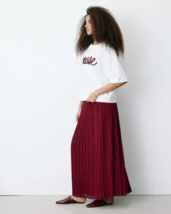 T-shirt oversize en coton à message brodé ecru Borys