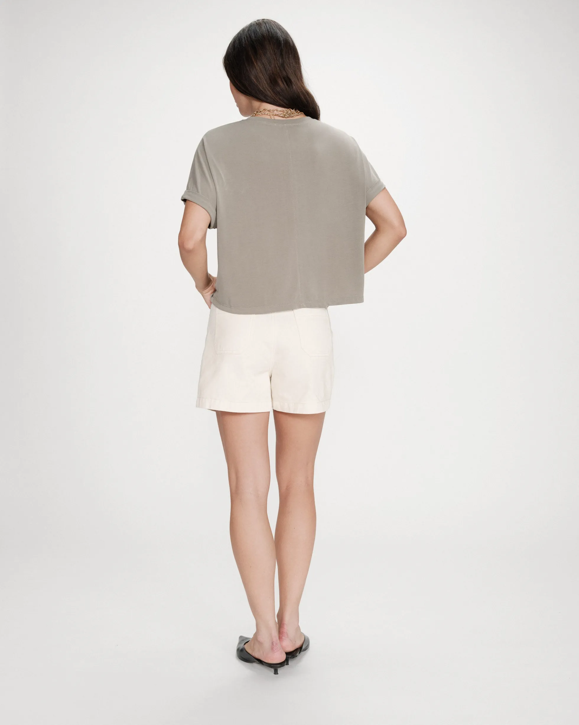 T-shirt oversize en modal col rond kaki Parma