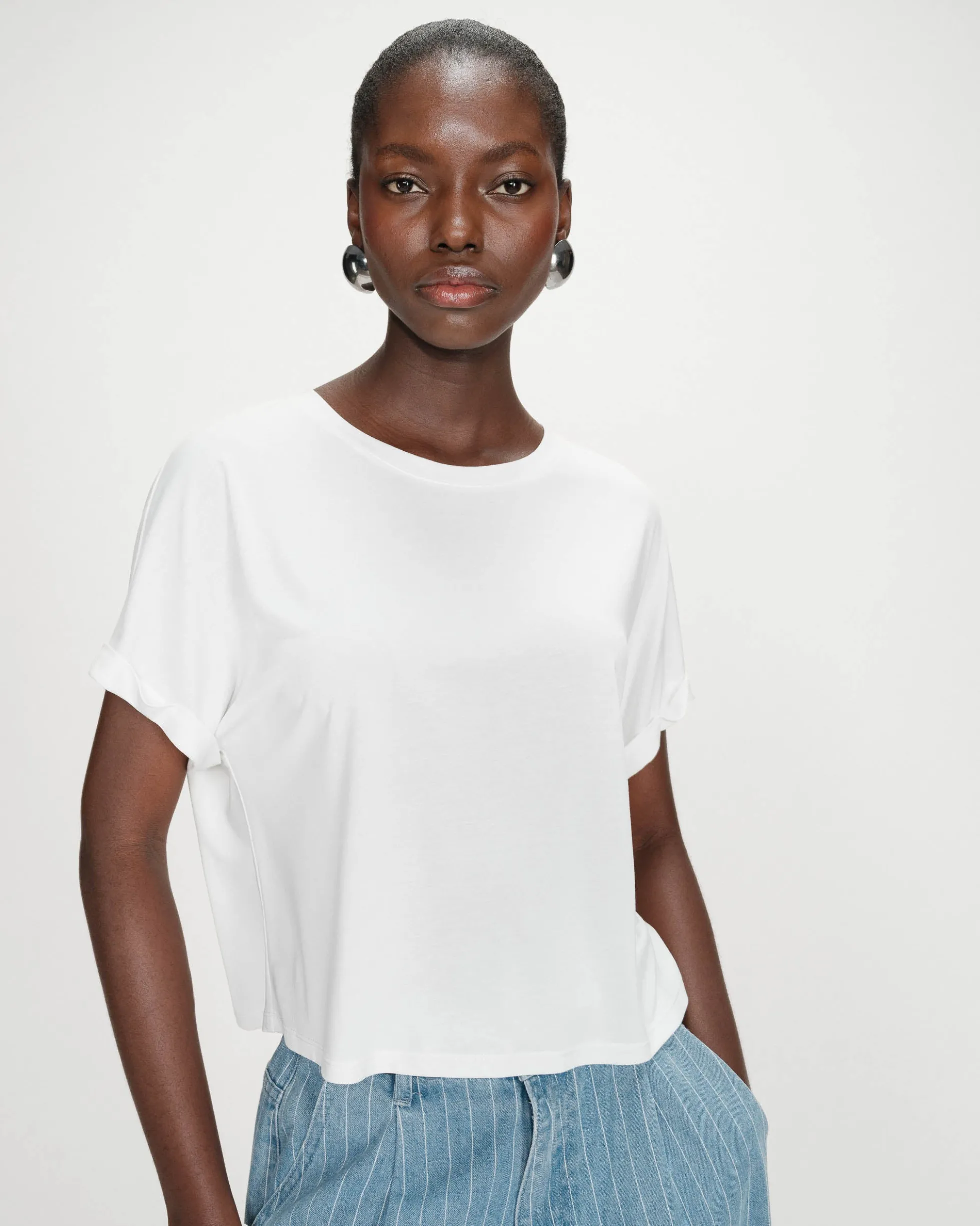 T-shirt oversize en modal col rond ivoire Parma