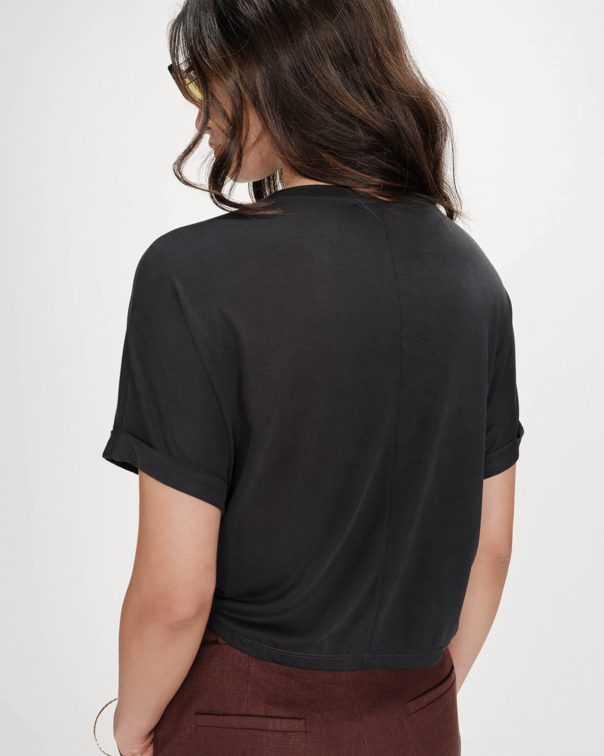 T-shirt oversize en modal col rond carbone Parma