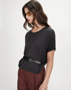 T-shirt oversize en modal col rond carbone Parma