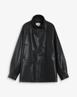 Veste ample similicuir taille ajustable noir Auburn