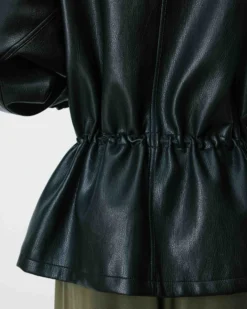 Veste ample similicuir taille ajustable noir Auburn