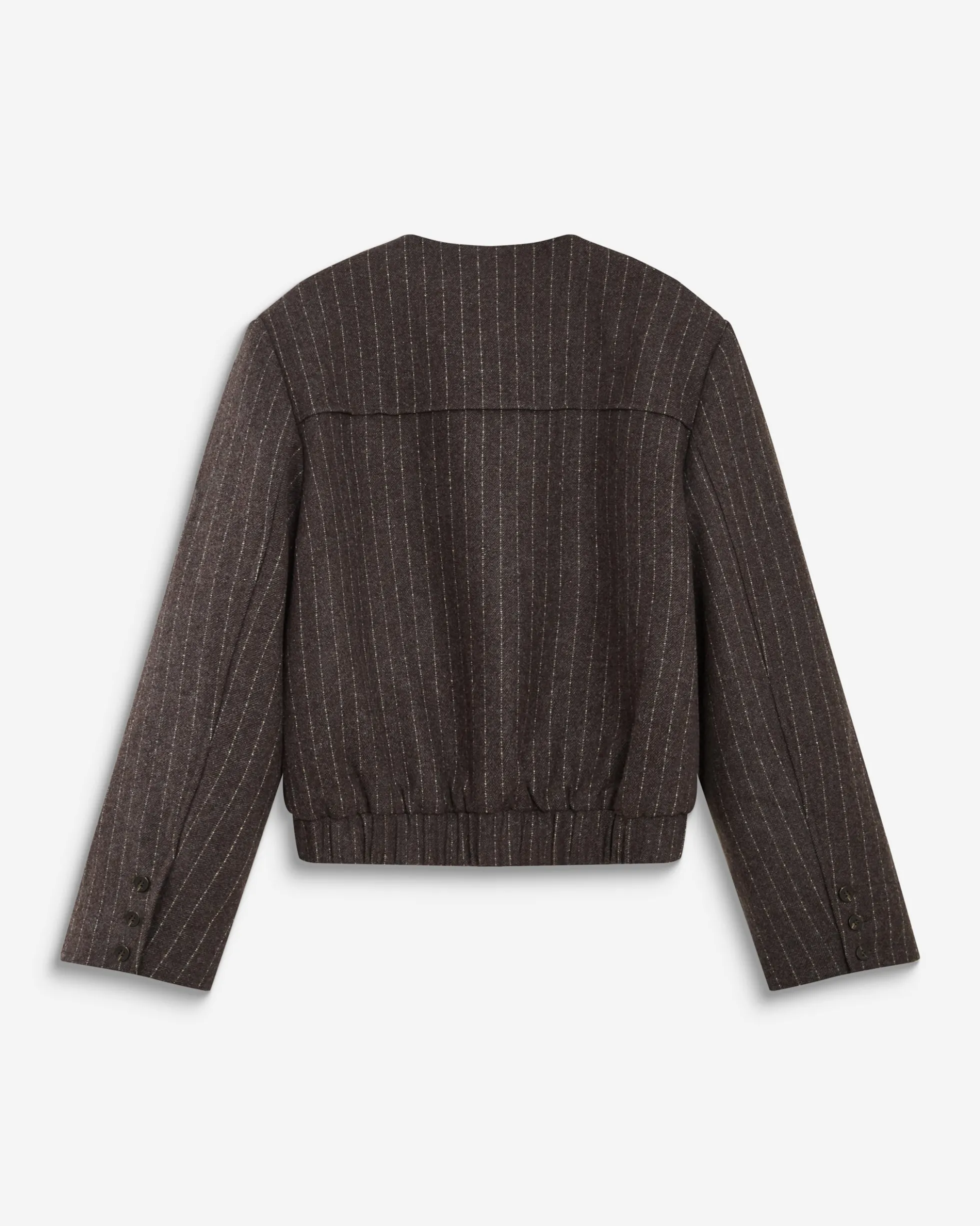 Veste boxy en laine mélangée rayée chocolat Bruna