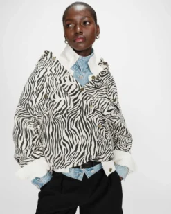 Veste chemise oversize en coton imprimé zebre Vana