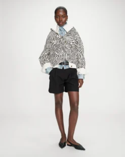 Veste chemise oversize en coton imprimé zebre Vana