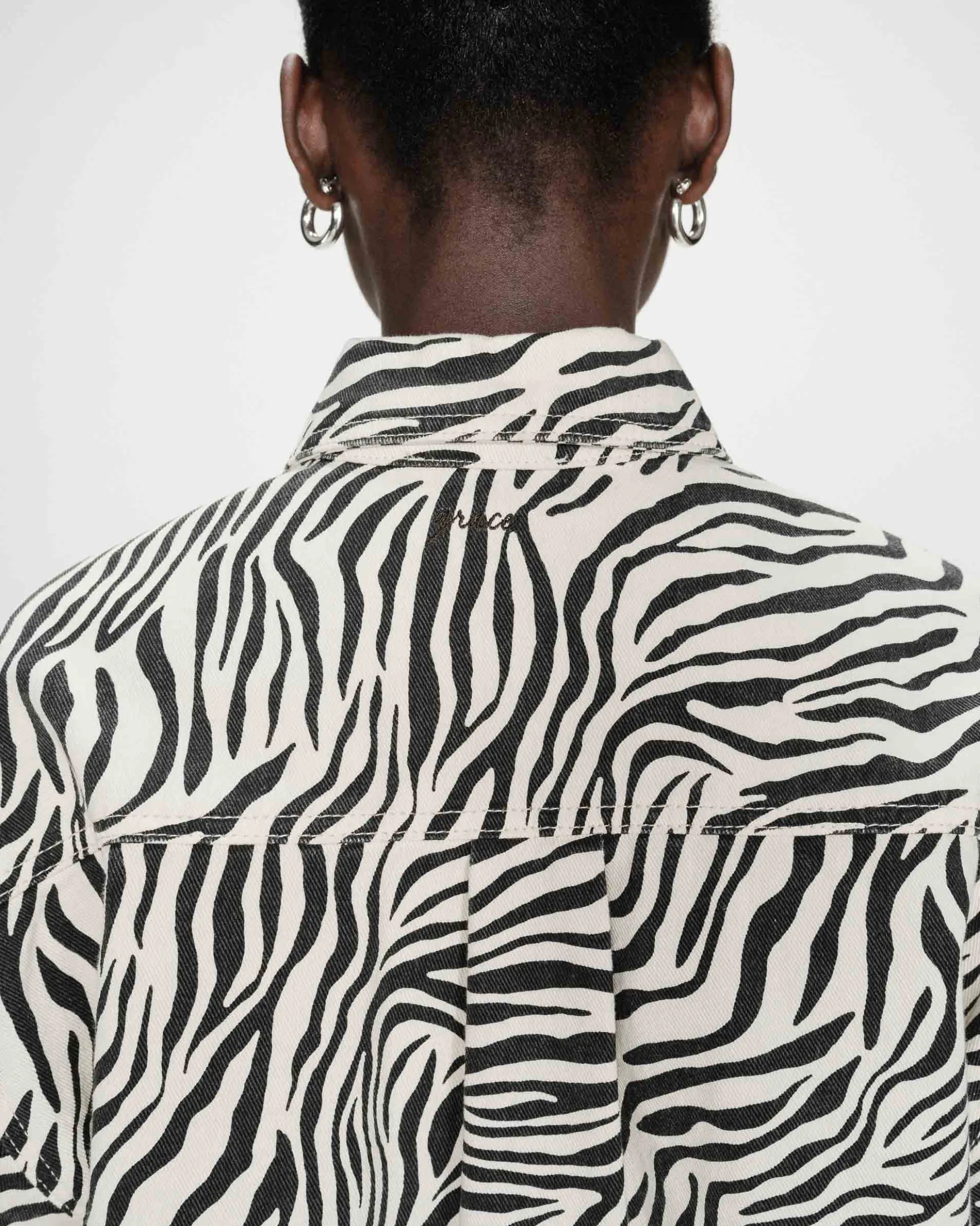 Veste chemise oversize en coton imprimé zebre Vana