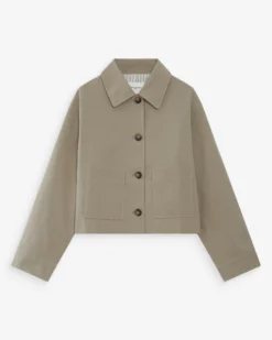 Veste courte en coton boutonnée à poches sauge Veronica