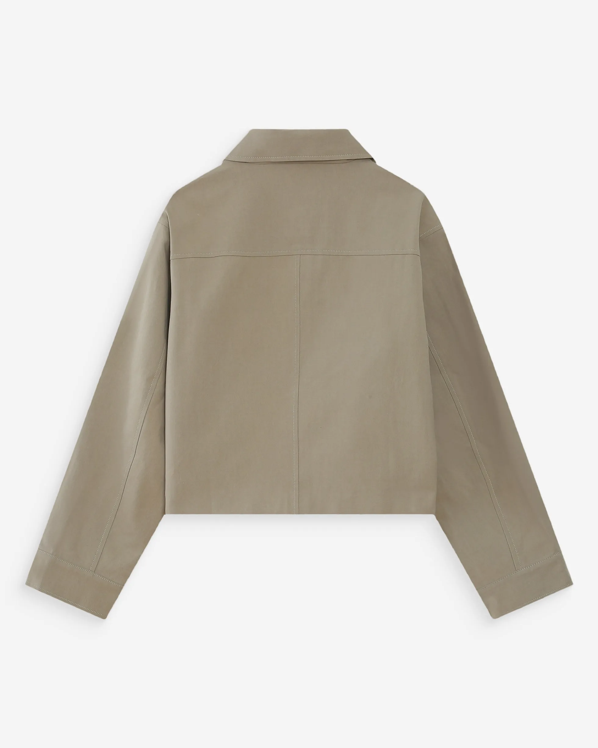 Veste courte en coton boutonnée à poches sauge Veronica