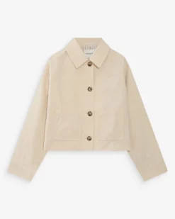 Veste courte en coton boutonnée à poches ecru Veronica