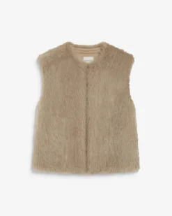 Veste droite sans manches en fausse fourrure grege Aelio