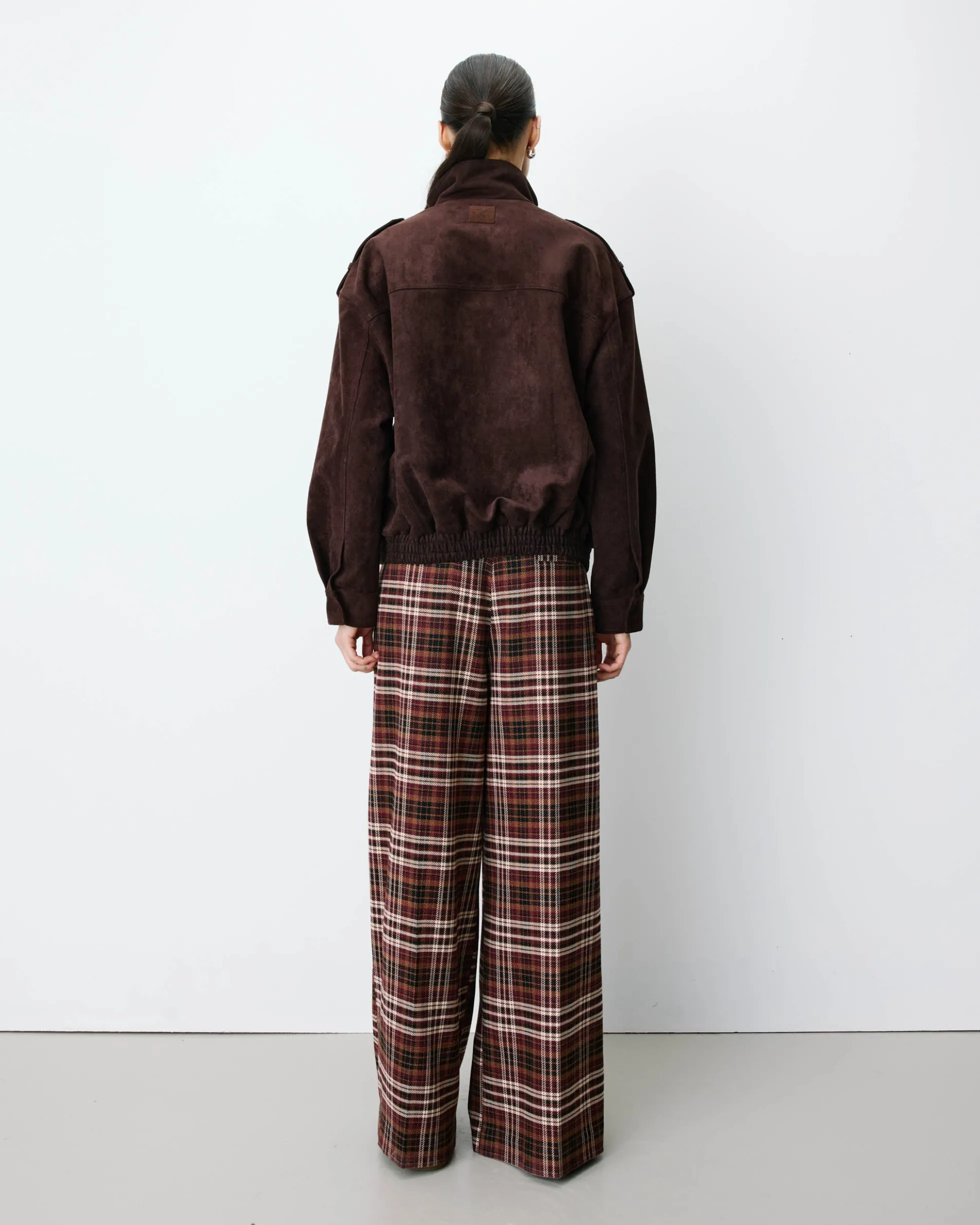 Veste oversize suédine col montant chocolat Arielle