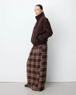 Veste oversize suédine col montant chocolat Arielle