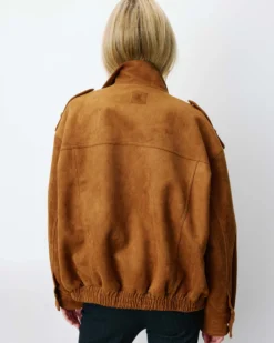 Veste oversize suédine col montant camel Arielle