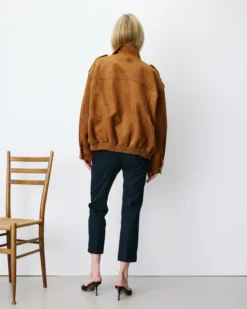 Veste oversize suédine col montant camel Arielle