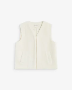 Veste sans manches en fausse shearling ecru Avery