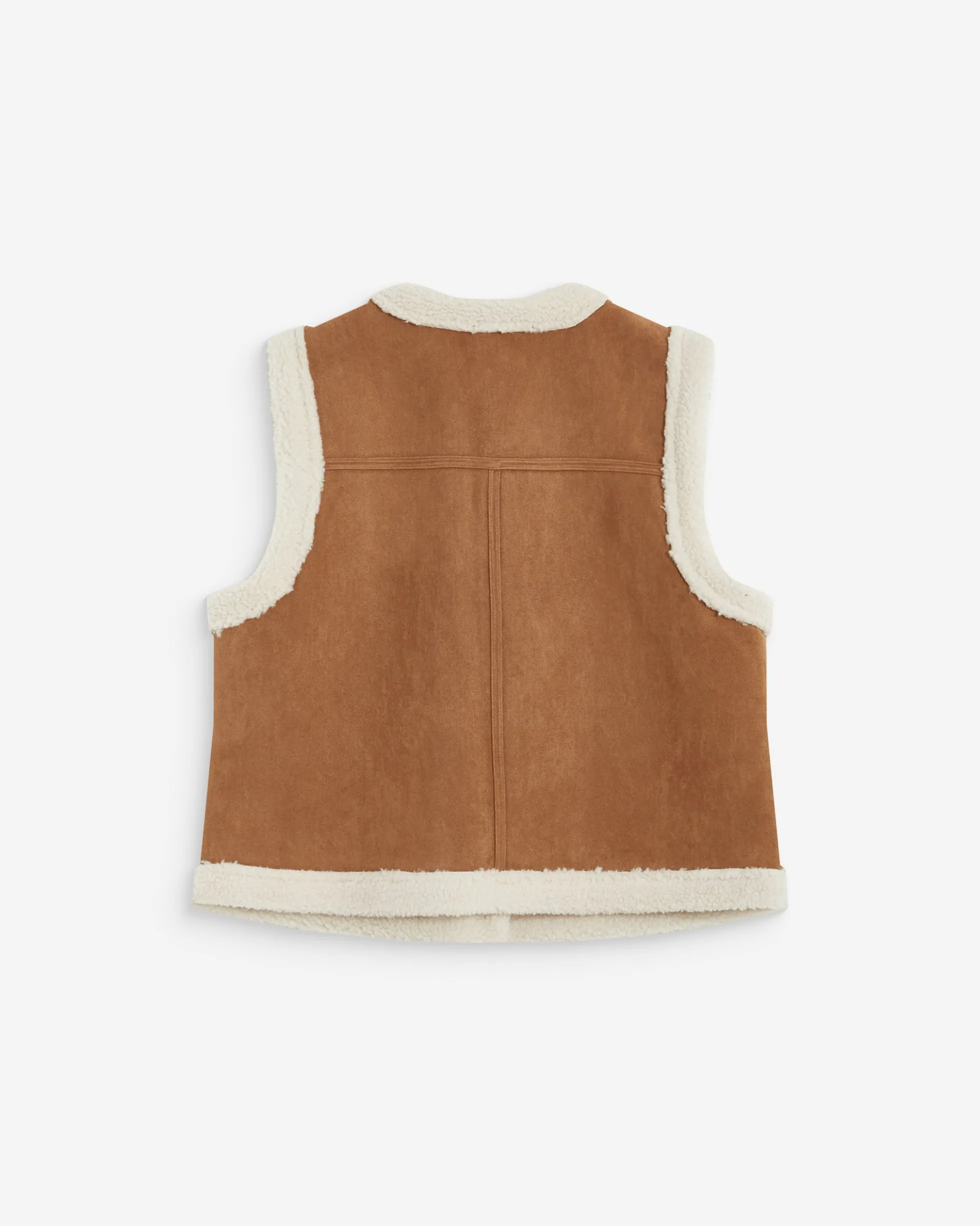 Veste sans manches en fausse shearling col V coffee Anya