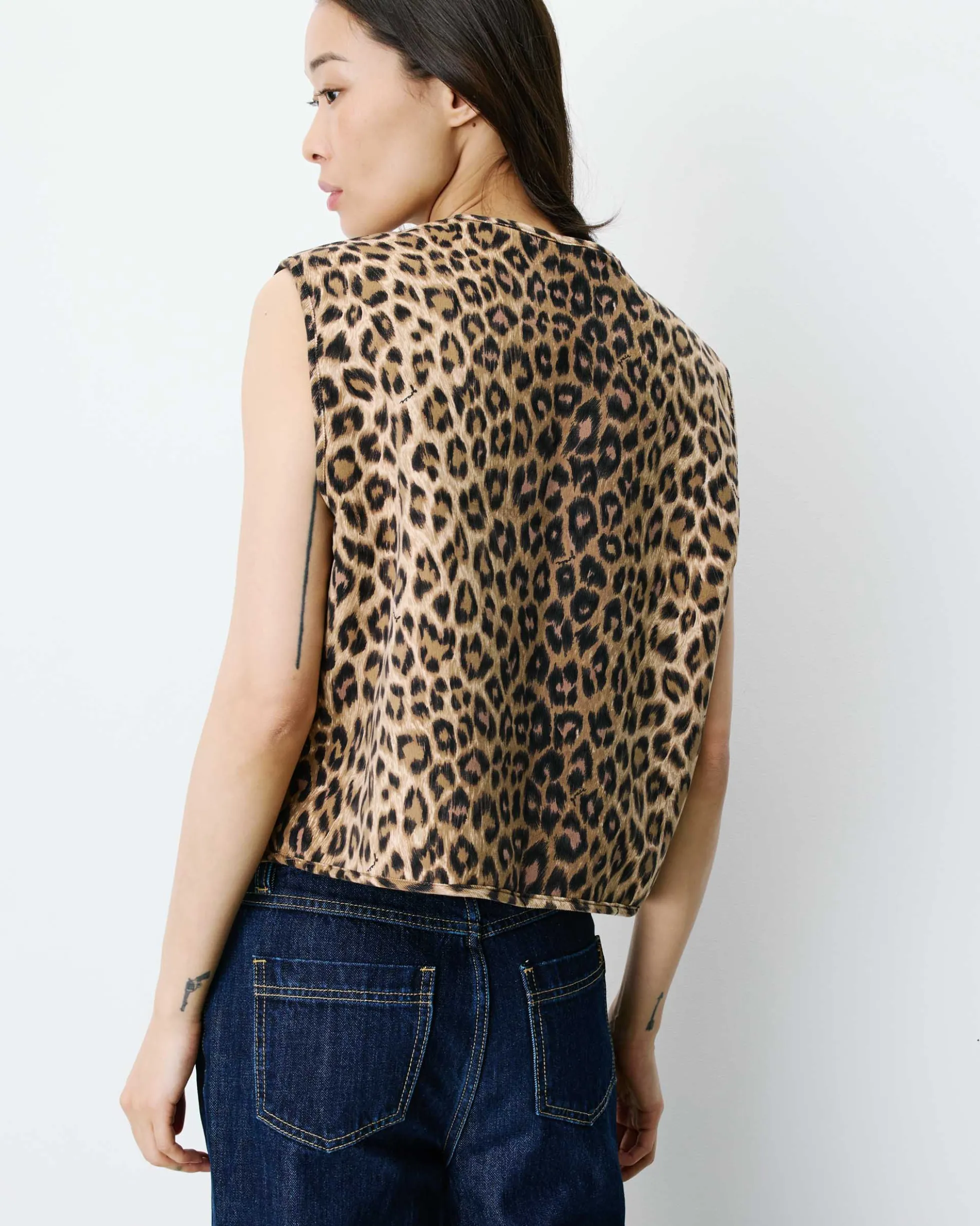 Veste sans manches réversible en velours côtelé leo Alexis