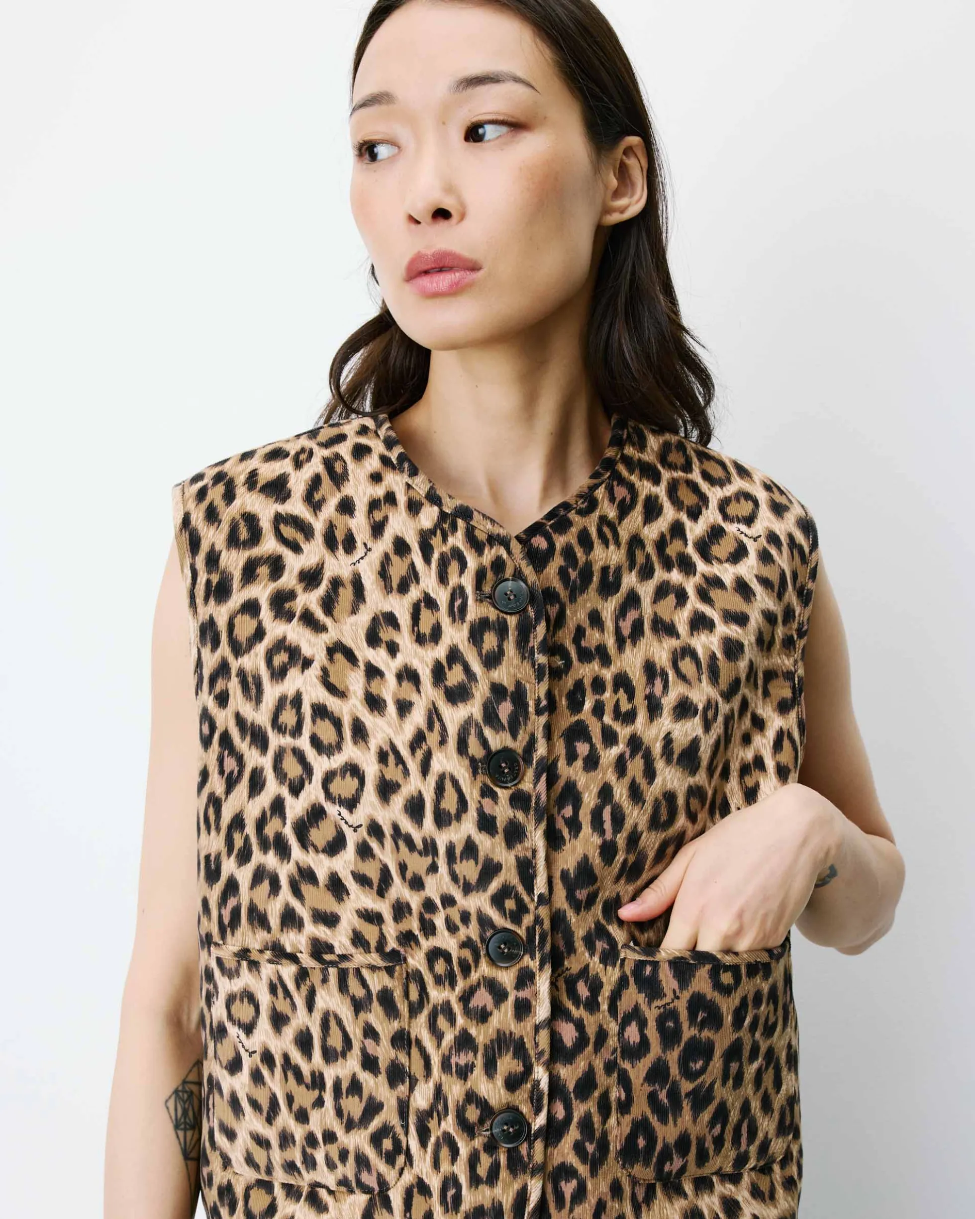 Veste sans manches réversible en velours côtelé leo Alexis