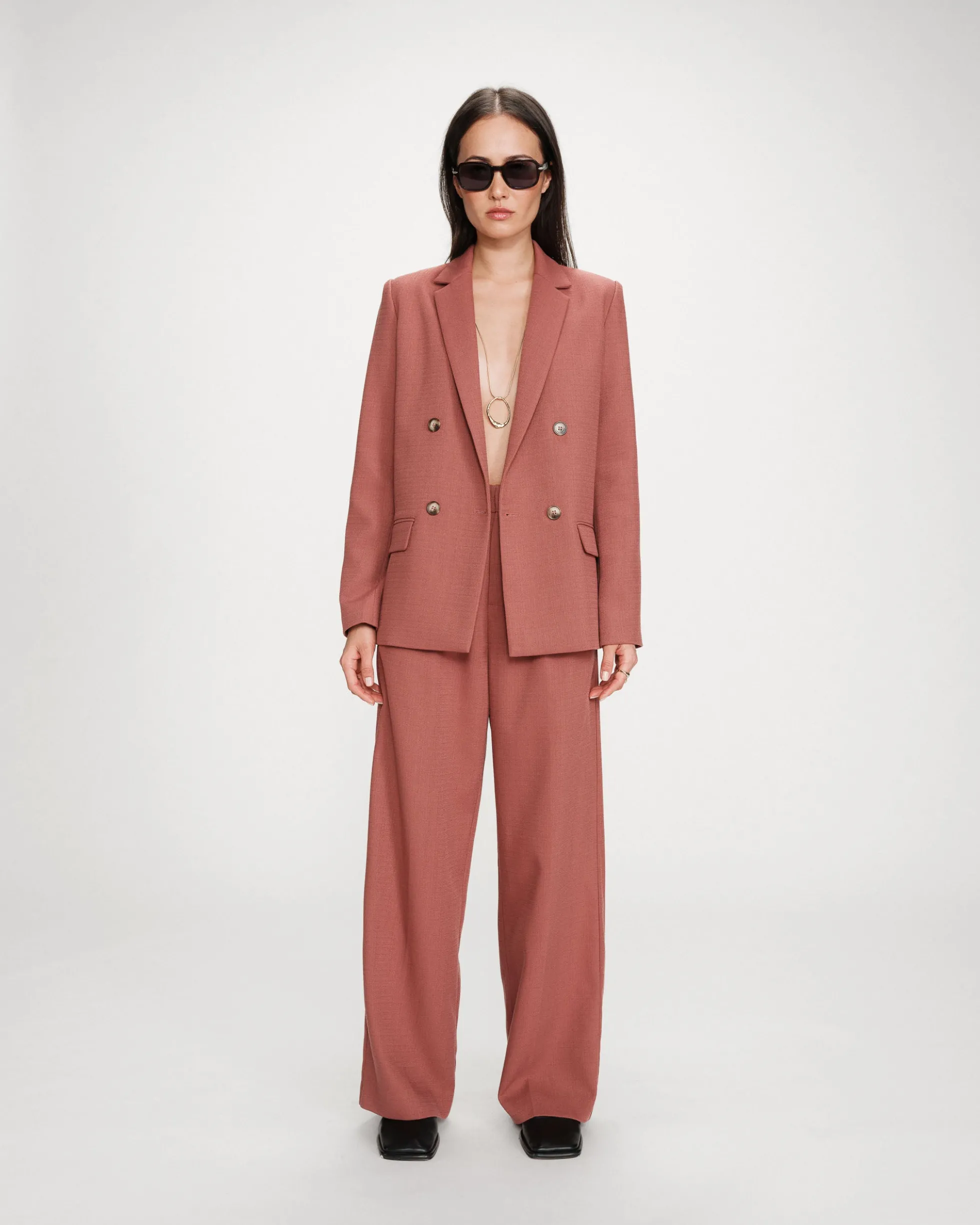 Veste tailleur à double boutonnage terracotta Parfaite